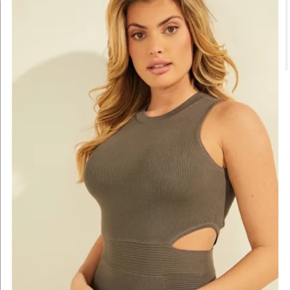 Guess cutout bodycon rib sleeveless dress size XS teal blue cocktail club - Picture 16 of 16